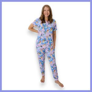 Little Sleepies Bluey Purple Sleepytime Women's Pajama Set Large NIB